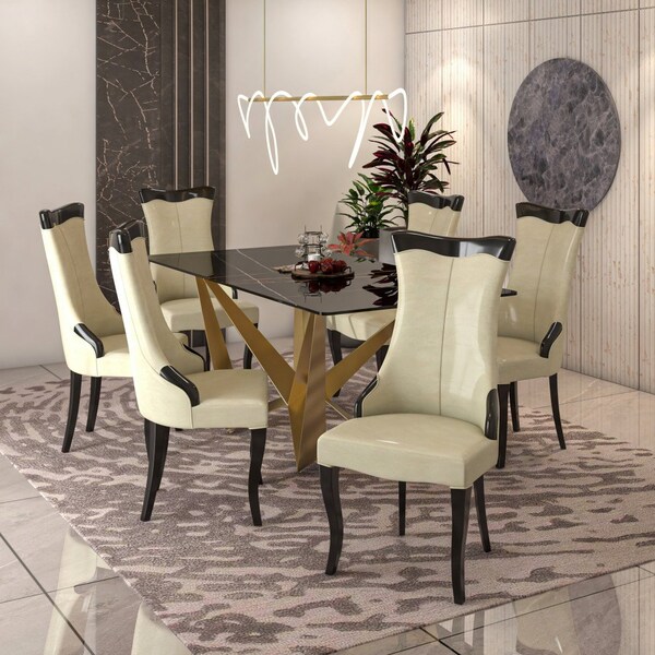 Leisuremod Novara Collection Modern Wooden Dining Chair in Off White Velvet - NC20CRF