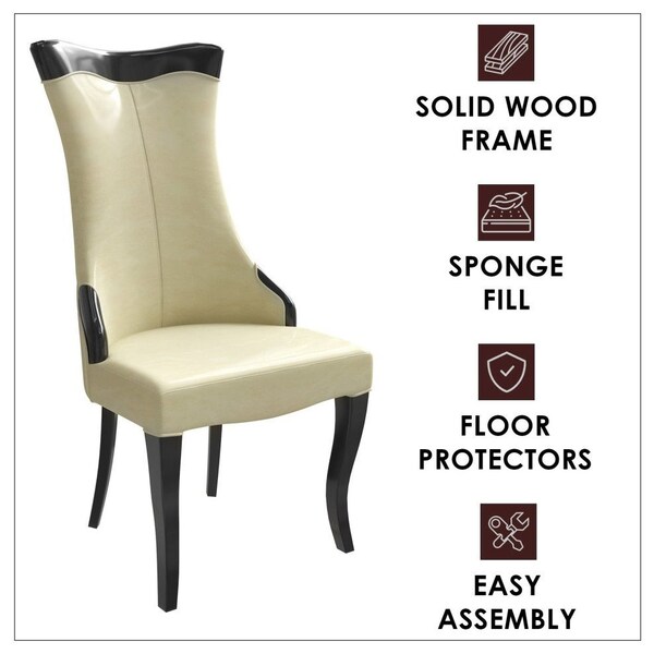 Leisuremod Novara Collection Modern Wooden Dining Chair in Off White Velvet - NC20CRF