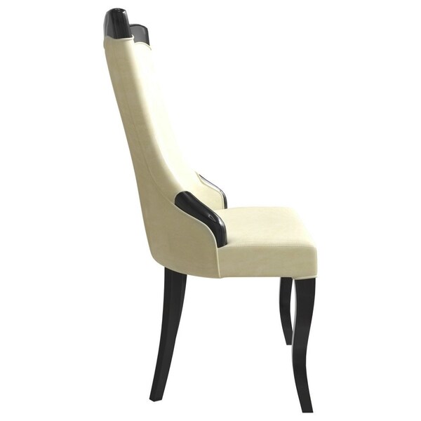 Leisuremod Novara Collection Modern Wooden Dining Chair in Off White Velvet - NC20CRF