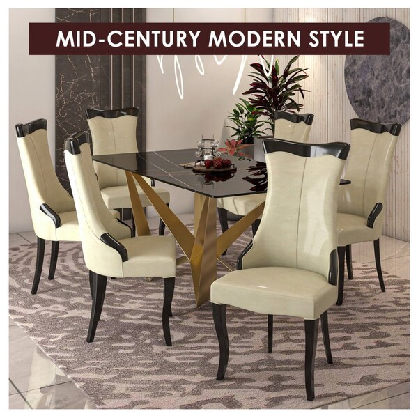 Leisuremod Novara Collection Modern Wooden Dining Chair in Off White Velvet - NC20CRF