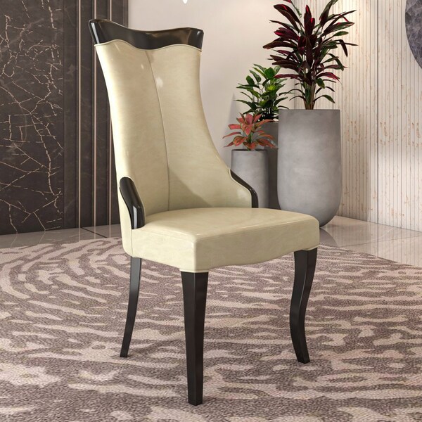 Leisuremod Novara Collection Modern Wooden Dining Chair in Off White Velvet - NC20CRF
