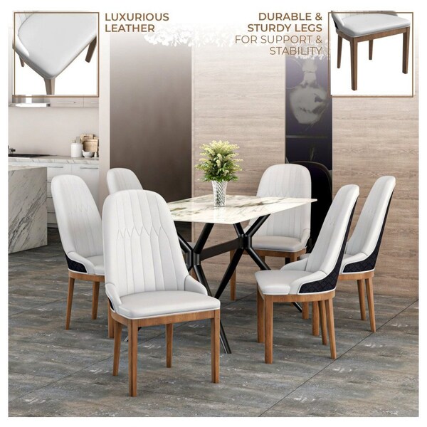 Leisuremod Verisma Collection Modern Wooden Dining Chair in Black Fabric with White Front - VC57BFW