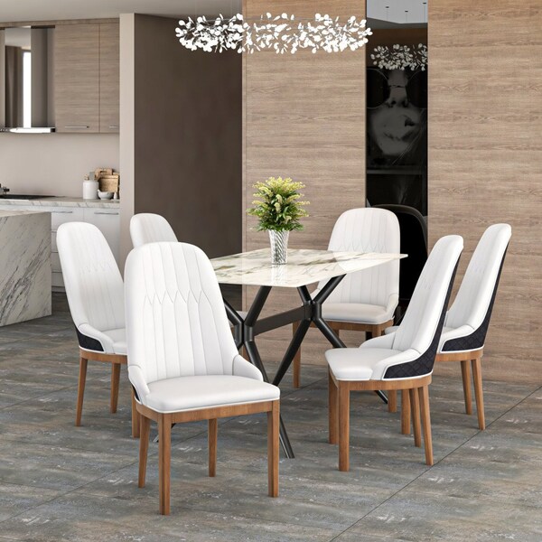Leisuremod Verisma Collection Modern Wooden Dining Chair in Black Fabric with White Front - VC57BFW