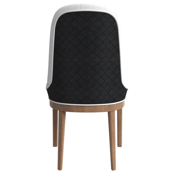 Leisuremod Verisma Collection Modern Wooden Dining Chair in Black Fabric with White Front - VC57BFW
