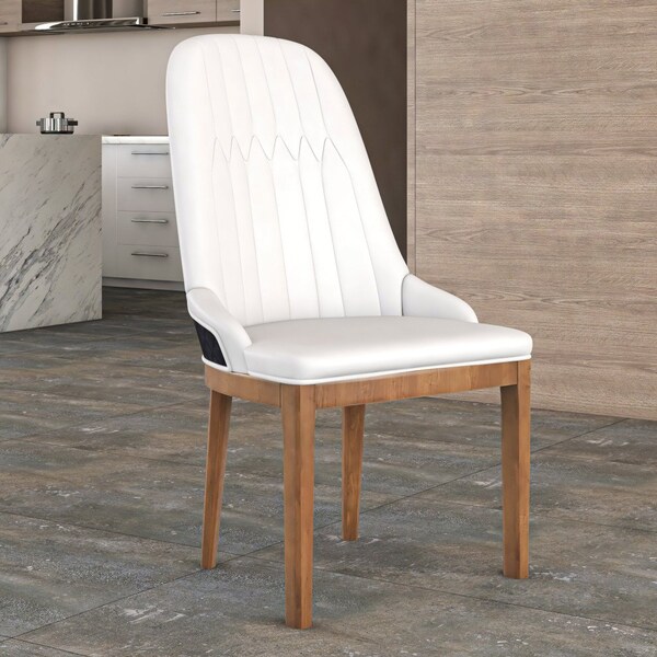 Leisuremod Verisma Collection Modern Wooden Dining Chair in Black Fabric with White Front - VC57BFW