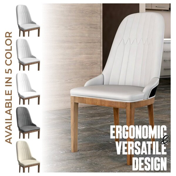 Leisuremod Verisma Collection Modern Wooden Dining Chair in Black Fabric with White Front - VC57BFW