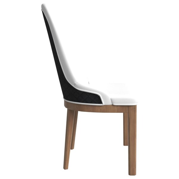 Leisuremod Verisma Collection Modern Wooden Dining Chair in Black Fabric with White Front - VC57BFW