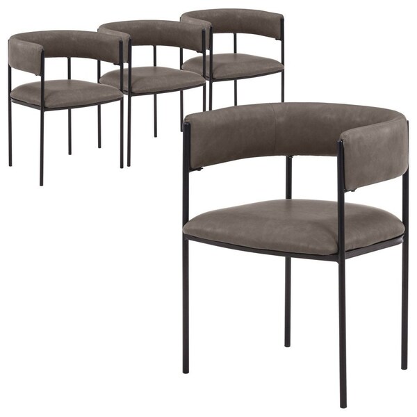 Leisuremod Cyril Collection Modern Chair in Charcoal, 4PK - CDC22CH4