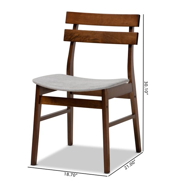 Baxton Studio Devlin Grey Upholstered and Walnut Wood 4-Piece Dining Chair Set - 168-10816