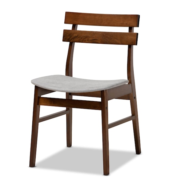 Baxton Studio Devlin Grey Upholstered and Walnut Wood 4-Piece Dining Chair Set - 168-10816