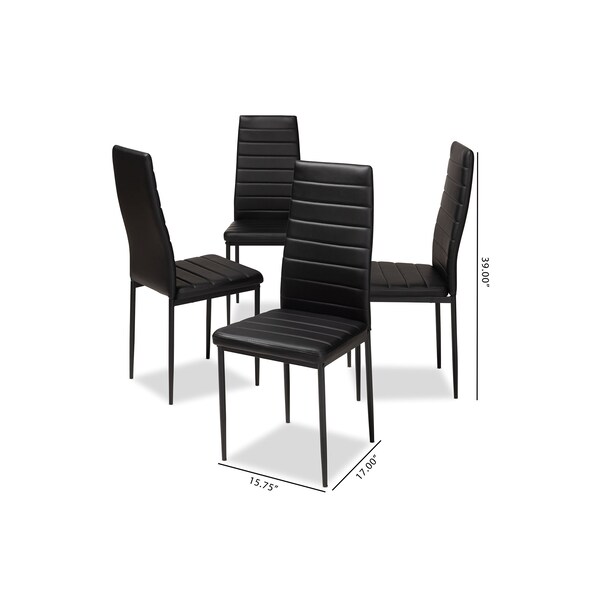 Baxton Studio Armand Modern Black Faux Leather Upholstered Dining Chair, PK4 - 146-8778