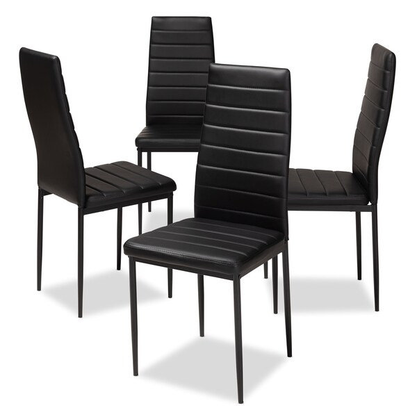Baxton Studio Armand Modern Black Faux Leather Upholstered Dining Chair, PK4 - 146-8778