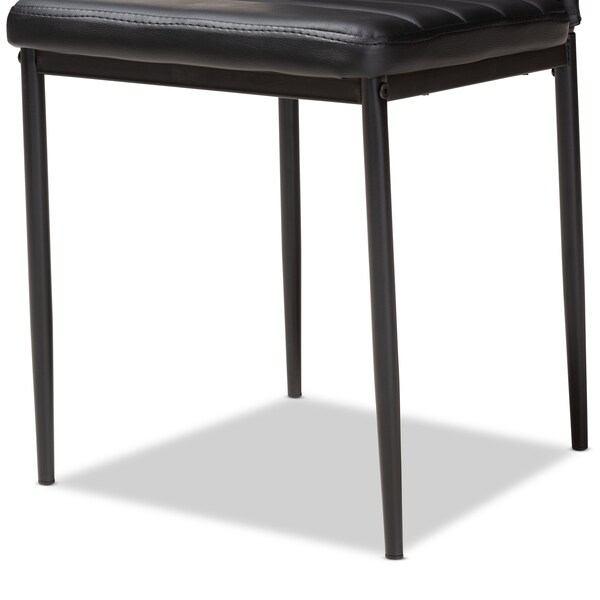 Baxton Studio Armand Modern Black Faux Leather Upholstered Dining Chair, PK4 - 146-8778