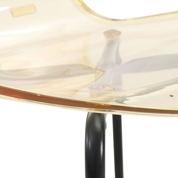 Leisuremod Modern Oyster Transparent Side Dining Side Chair with Black Base in Amber, 4PK - OCB-17A4