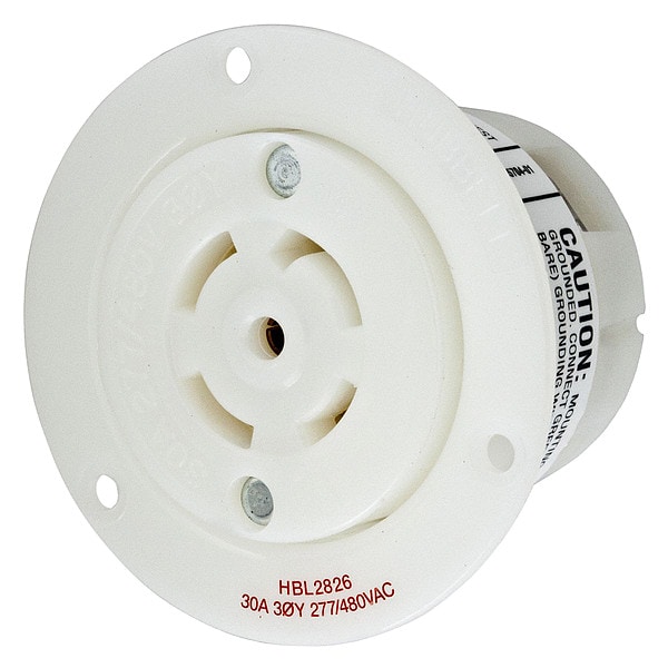 Hubbell 30A Flanged Twist-Lock Receptacle 4P 5W 277/480VAC - HBL2826