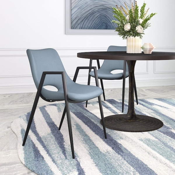 Zuo Modern Desi Dining Chair Set Of 2 Azure Gray - 109536