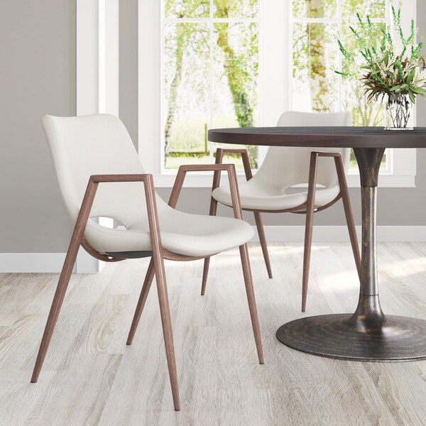 Zuo Modern Desi Dining Chair Set Of 2 Beige & Walnut - 101696