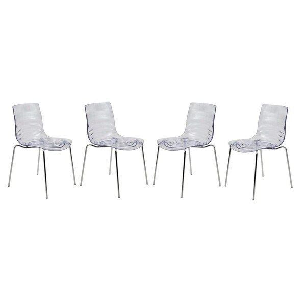 Kd Americana Astor Water Ripple Design Dining Chair Clear, 4PK - KD3034442