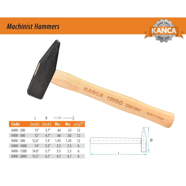 Kanca Machinist Hammer 1500g - HAM- 1500