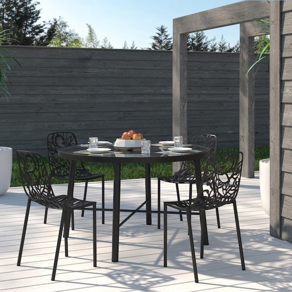 Kd Americana 32 x 24.5 x 21.5 in. Modern Devon Aluminum Chair, Black, 4PK - KD3034459