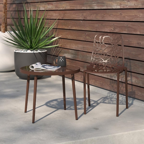 Kd Americana 32 x 24.5 x 21.5 in. Modern Devon Aluminum Chair, Brown - KD3034460