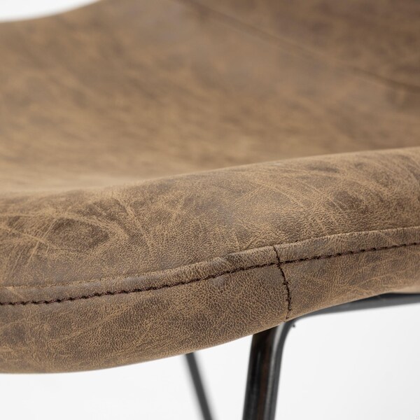 Homeroots Brown Faux Leather Seat with Black Iron Frame Dining Chair - 380430