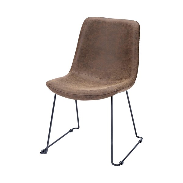 Homeroots Brown Faux Leather Seat with Black Iron Frame Dining Chair - 380430