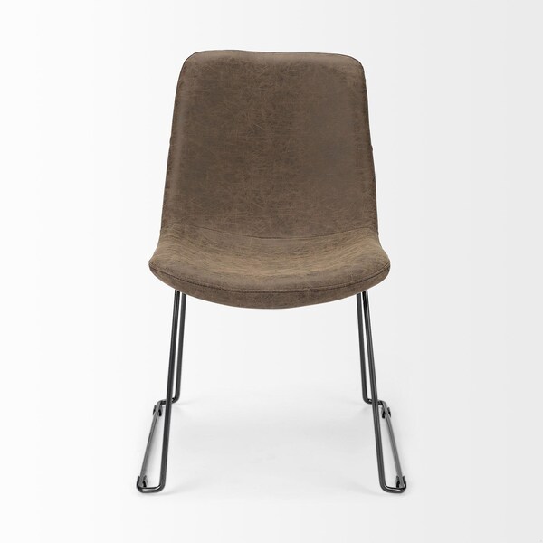 Homeroots Brown Faux Leather Seat with Black Iron Frame Dining Chair - 380430