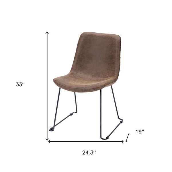 Homeroots Brown Faux Leather Seat with Black Iron Frame Dining Chair - 380430