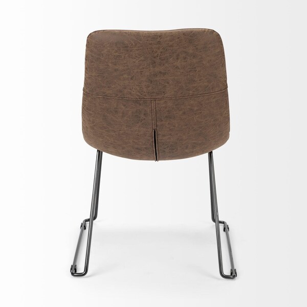Homeroots Brown Faux Leather Seat with Black Iron Frame Dining Chair - 380430