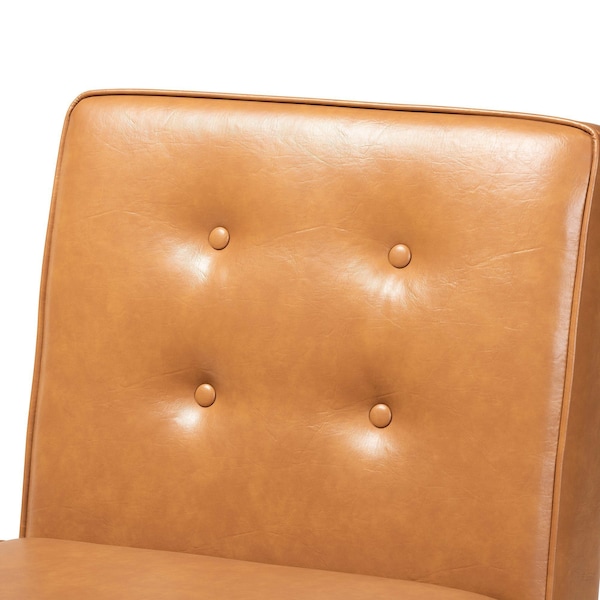 Baxton Studio Arvid Mid-Century Modern Tan Faux Leather and Walnut Brown Finished Wood Dining Chair - 175-10838-ZORO