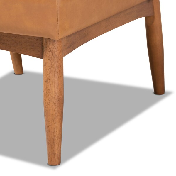 Baxton Studio Arvid Mid-Century Modern Tan Faux Leather and Walnut Brown Finished Wood Dining Chair - 175-10838-ZORO