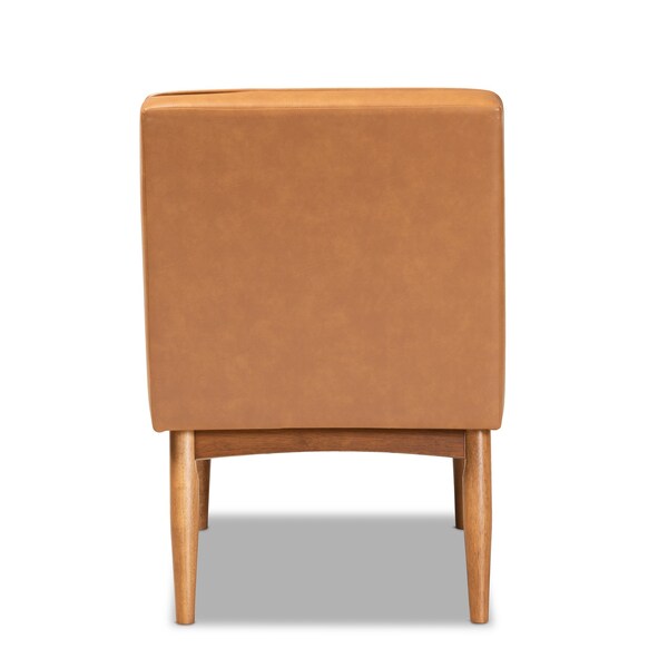 Baxton Studio Arvid Mid-Century Modern Tan Faux Leather and Walnut Brown Finished Wood Dining Chair - 175-10838-ZORO