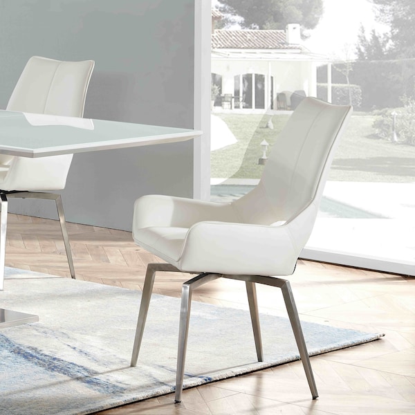 Global Furniture Usa Contemporary PU D4878 White Dining Chair - 3194