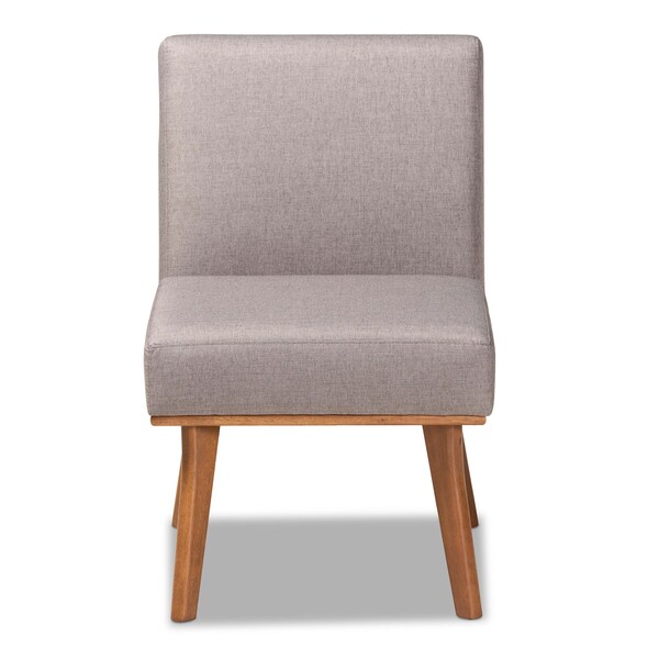 Baxton Studio Odessa Mid-Century Modern Grey Fabric and Walnut Brown Finished Wood Dining Chair - 175-10980-ZORO