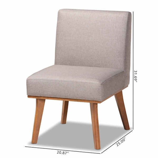 Baxton Studio Odessa Mid-Century Modern Grey Fabric and Walnut Brown Finished Wood Dining Chair - 175-10980-ZORO