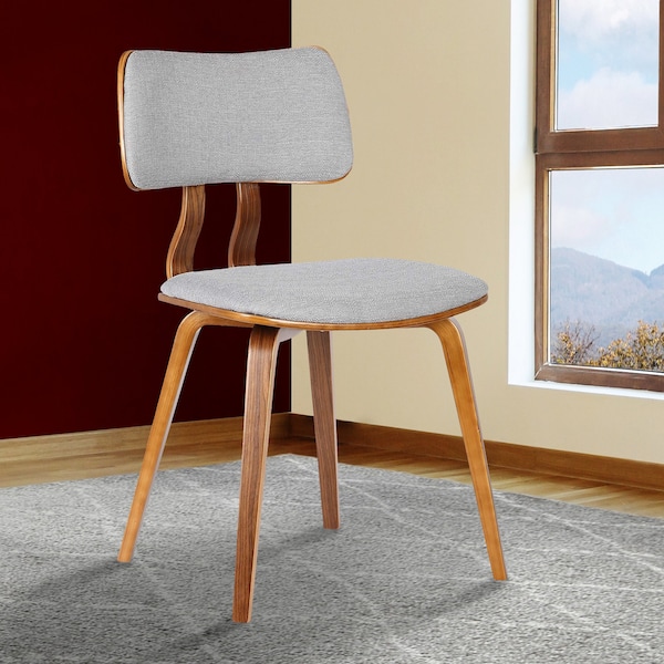 Armen Living Jaguar Mid-Century Dining Chair in Walnut Wood and Gray Fabric - LCJASIWAGRAY