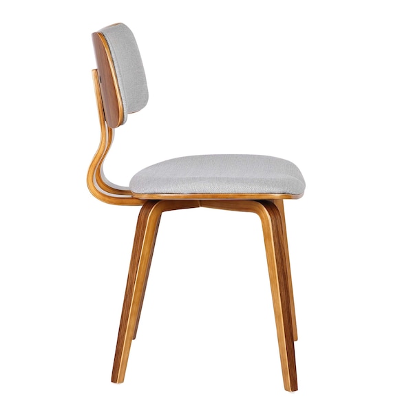 Armen Living Jaguar Mid-Century Dining Chair in Walnut Wood and Gray Fabric - LCJASIWAGRAY