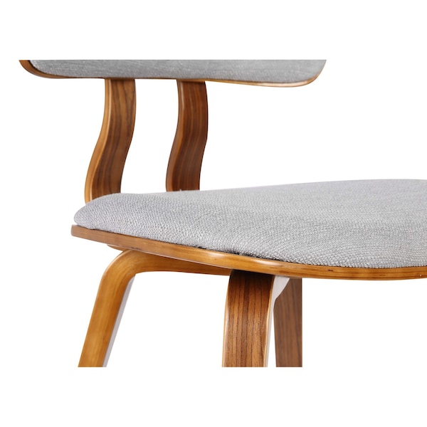Armen Living Jaguar Mid-Century Dining Chair in Walnut Wood and Gray Fabric - LCJASIWAGRAY