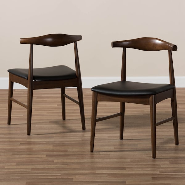 Baxton Studio Winton Mid-Century Modern Walnut Wood Dining Chair, PK2 - 143-7949