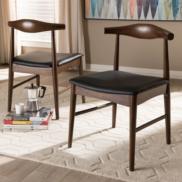 Baxton Studio Winton Mid-Century Modern Walnut Wood Dining Chair, PK2 - 143-7949