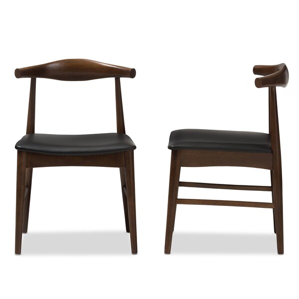 Baxton Studio Winton Mid-Century Modern Walnut Wood Dining Chair, PK2 - 143-7949