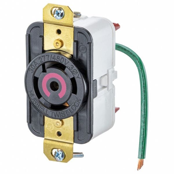 Hubbell HBL2820ST - Twist-Lock® EdgeConnect™ Receptacle with Spring Termination, 30A, 3P 277/480V, L22-30R, Black - HBL2820ST