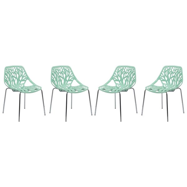 Kd Americana Modern Asbury Dining Chair with Chromed Legs - Mint, 4PK - KD2609678