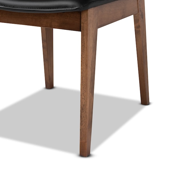 Baxton Studio Afton Mid-Century Modern Black Faux Leather Upholstered and 2-Piece Wood Dining Chair Set, PR - SET OF 2 188-11923-ZORO