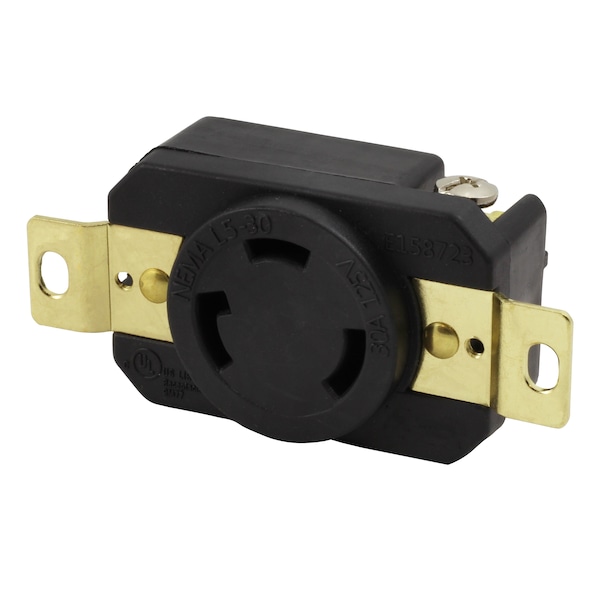 Ac Works 30A, 125V, NEMA L5-30R Flush Mounting Locking Industrial Grade Receptacle - FML530R