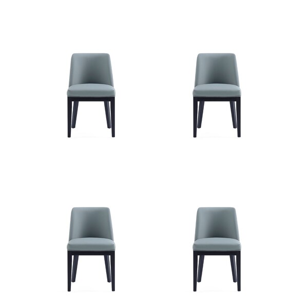 Manhattan Comfort Gansevoort Faux Leather Dining Chair in Pewter - Set of 4 - 2-DC051-PT