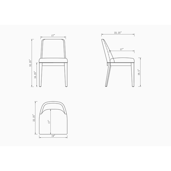 Manhattan Comfort Gansevoort Faux Leather Dining Chair in Pewter - Set of 4 - 2-DC051-PT