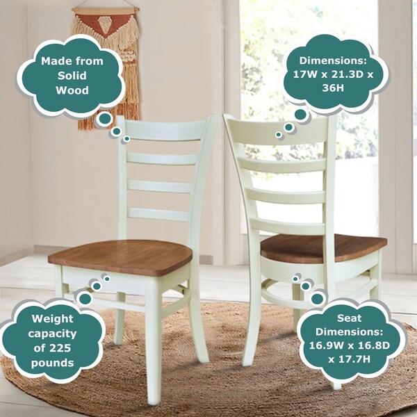International Concepts Set of Two Emily Side Chairs, Hickory/Shell, 2PK - C79-617P
