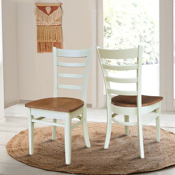 International Concepts Set of Two Emily Side Chairs, Hickory/Shell, 2PK - C79-617P